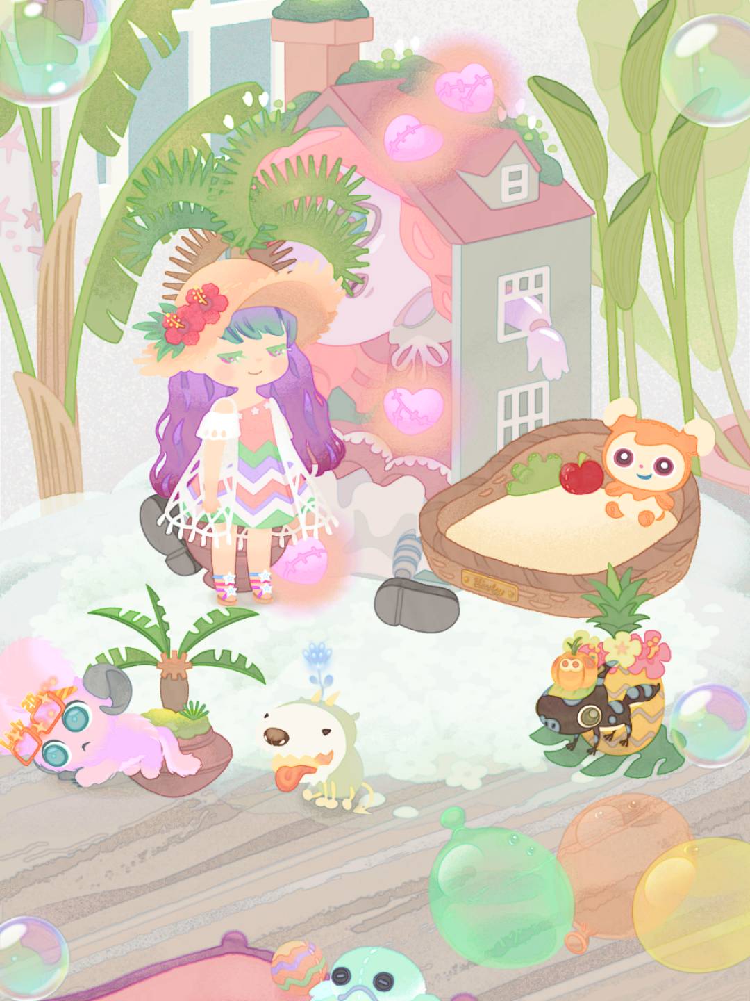 ドールハウスのおめめを隠す感じで