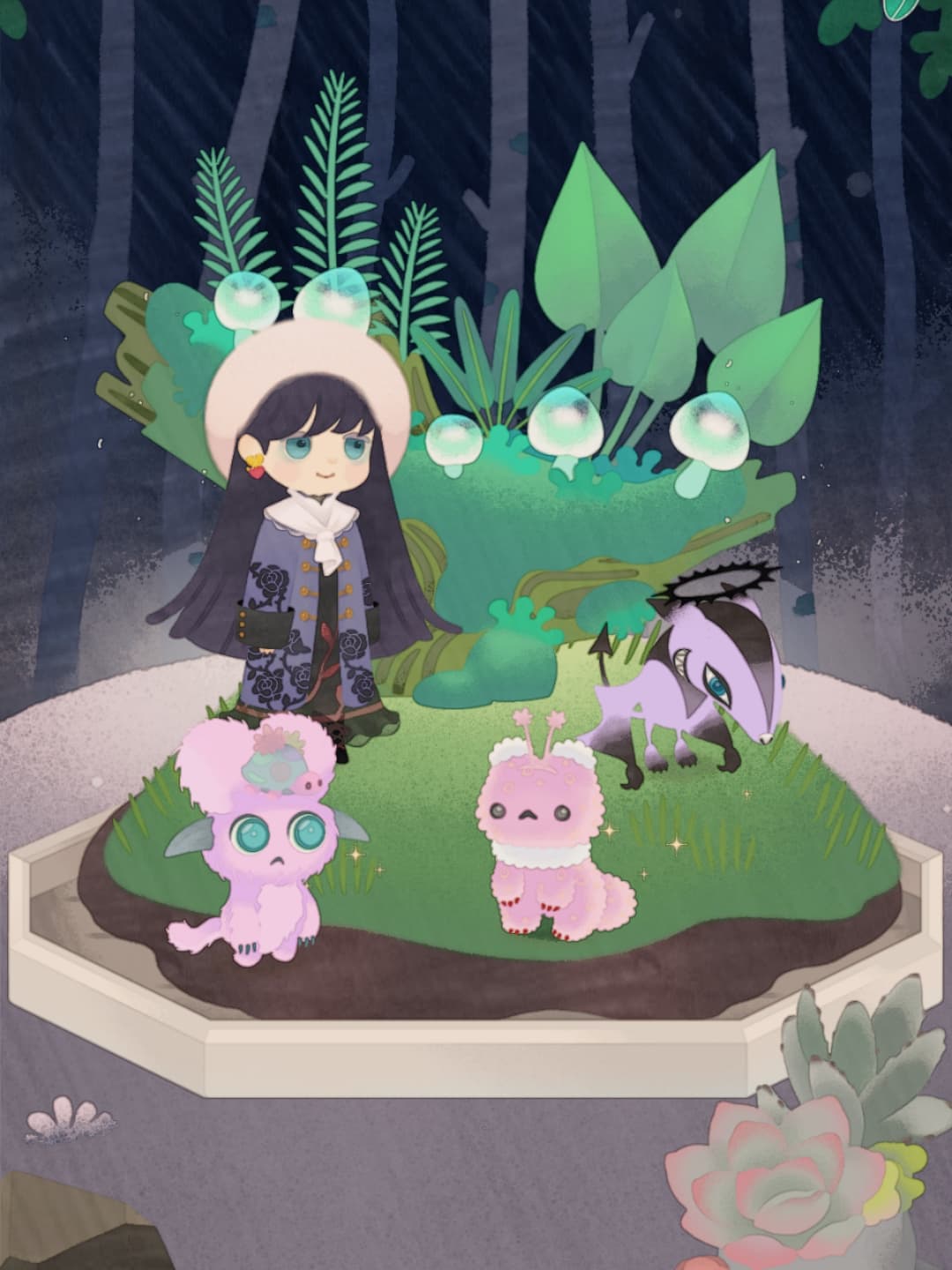 背景は冬なのに青々してる