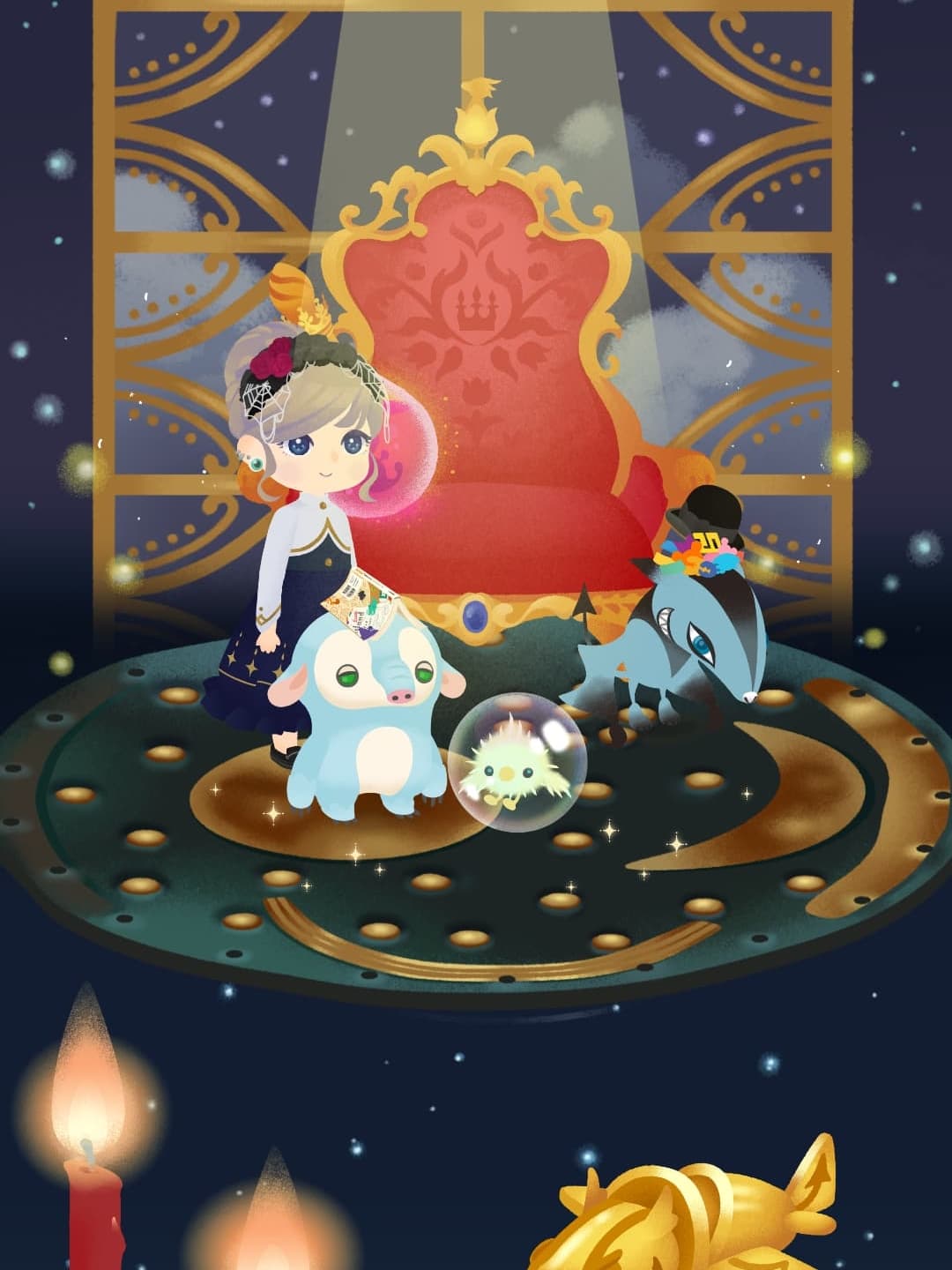 夜空に赤が映える