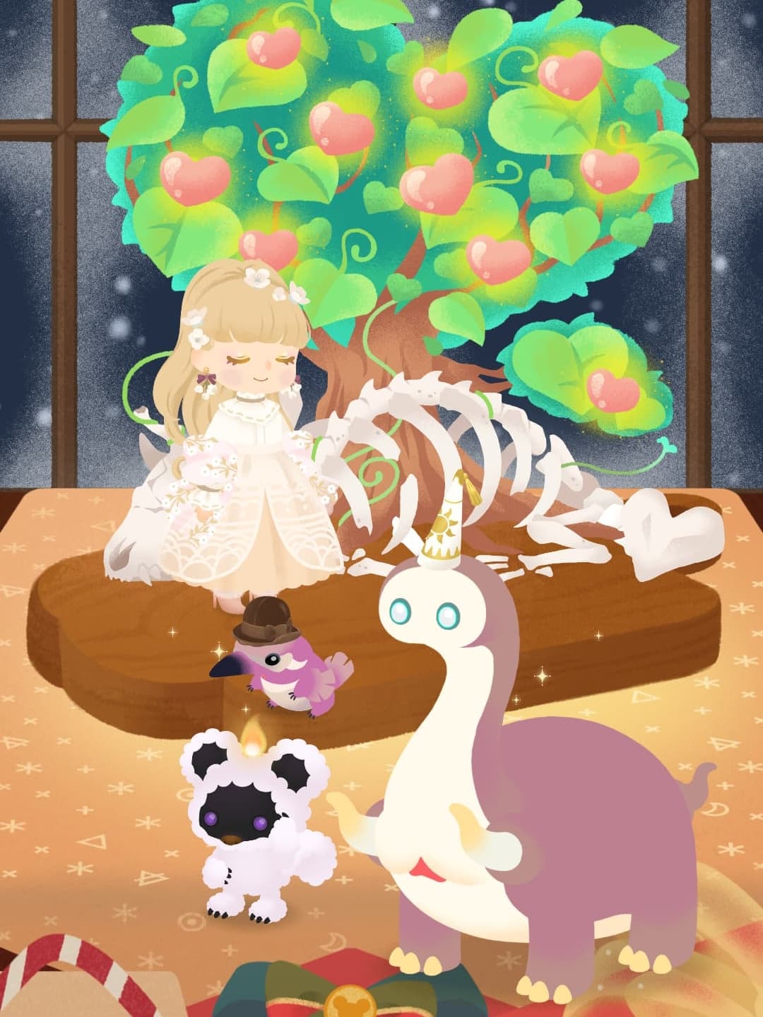 ツリーの色とほぼ同じだし