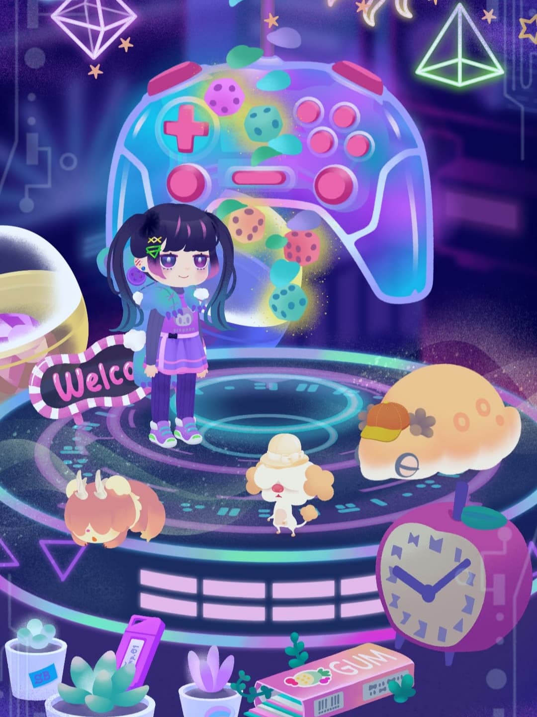 ネオンカラーの台座がいい仕事してます