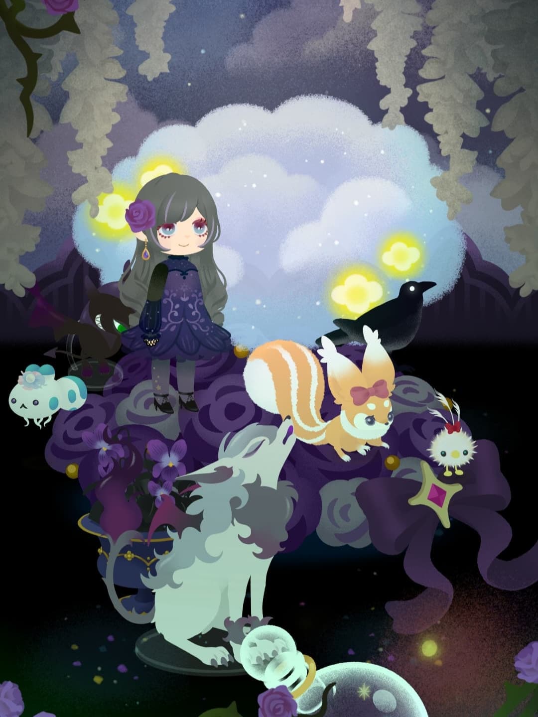 夜空に浮かぶ雲の木