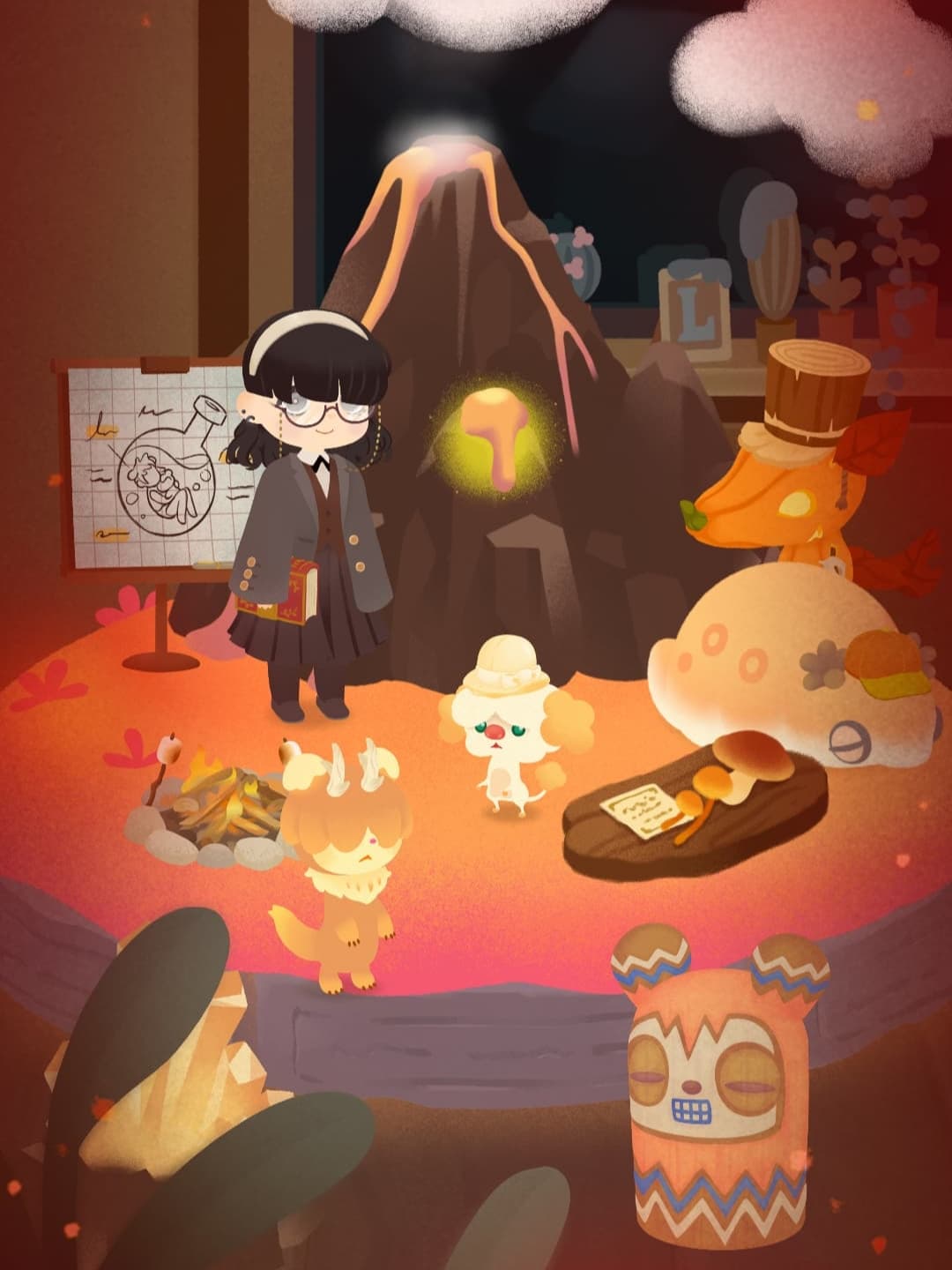 火山のジオラマ