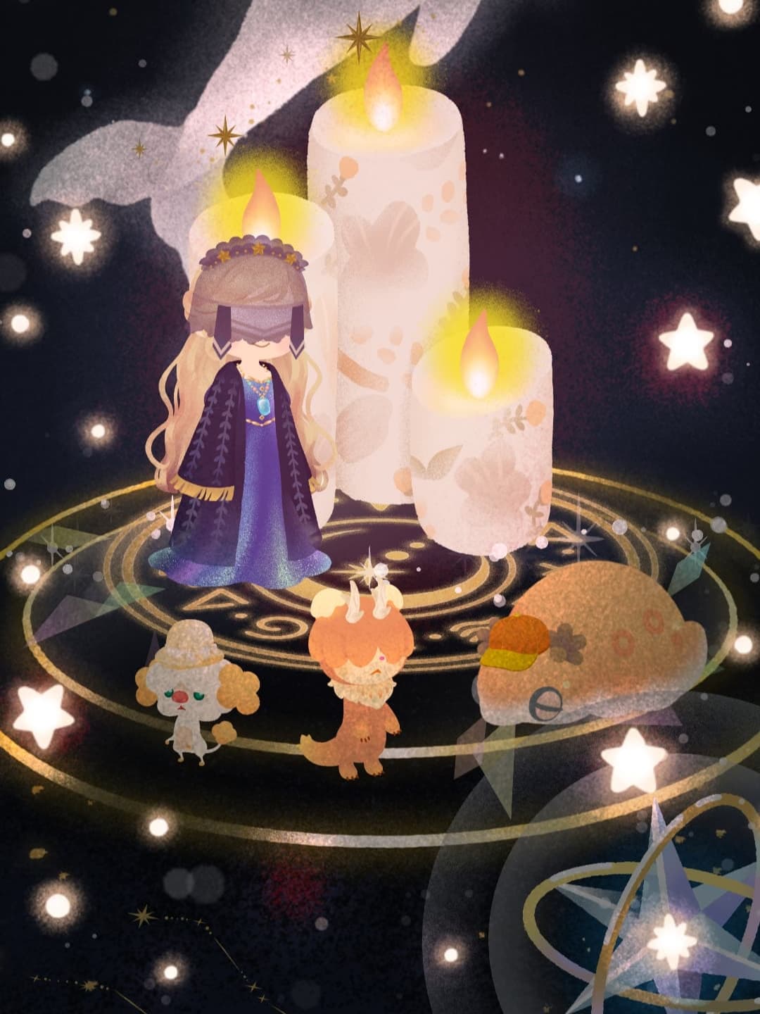 夜空とキャンドル