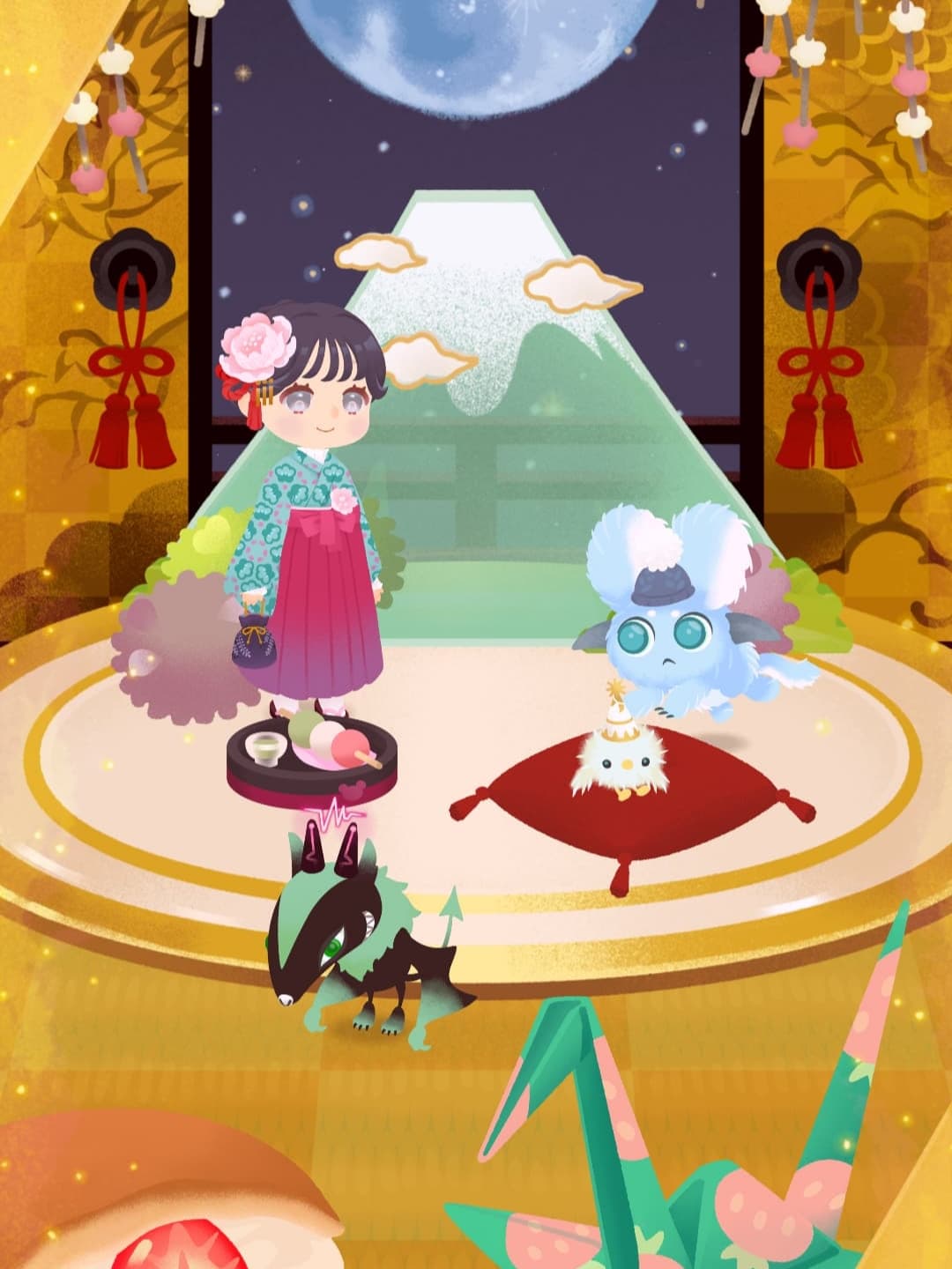 襖から見える月夜