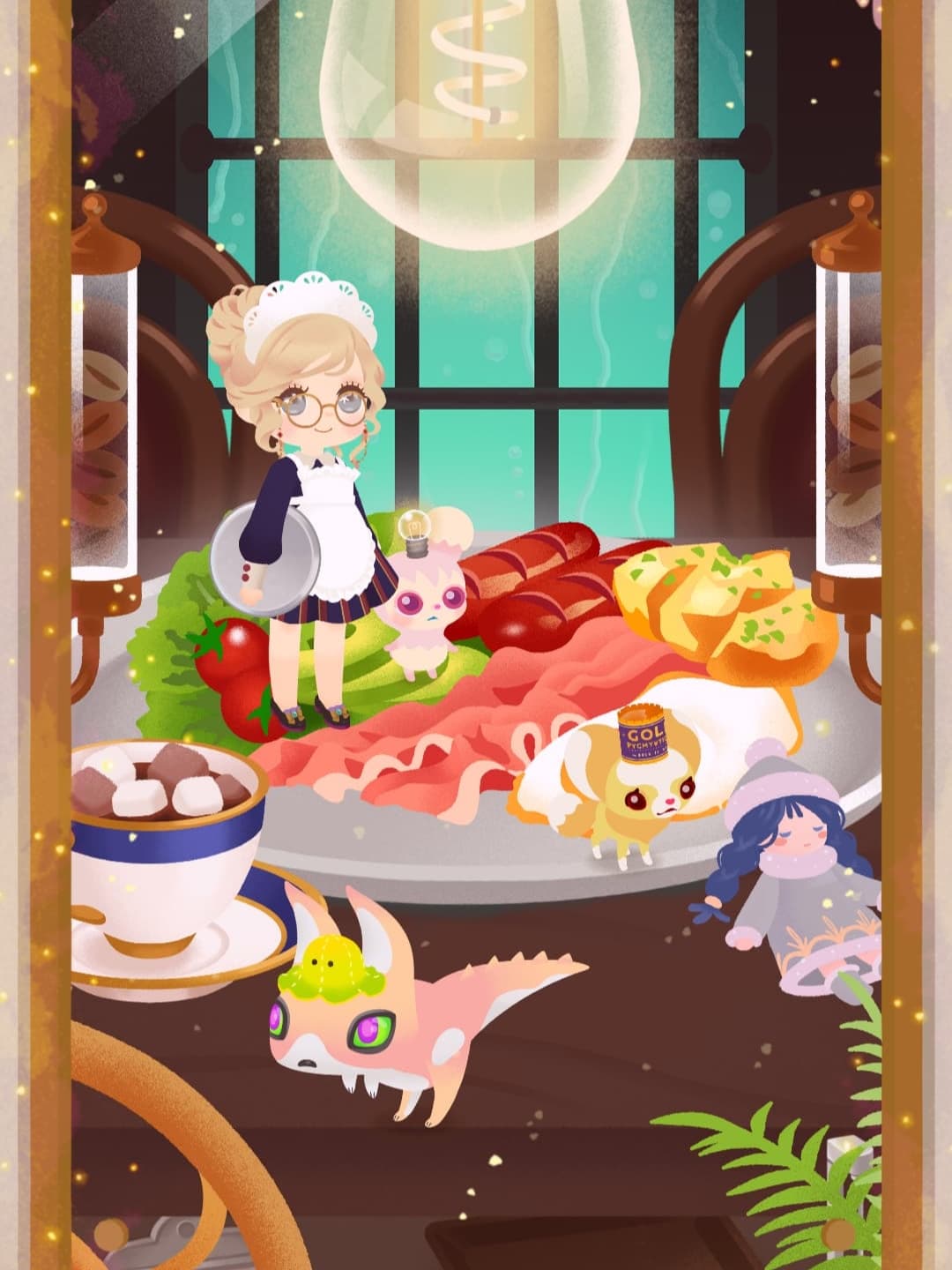 暗い部屋での朝食