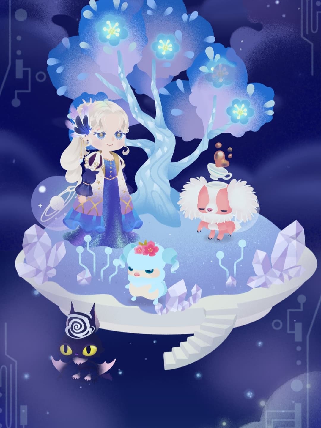 空中に輝くツリー