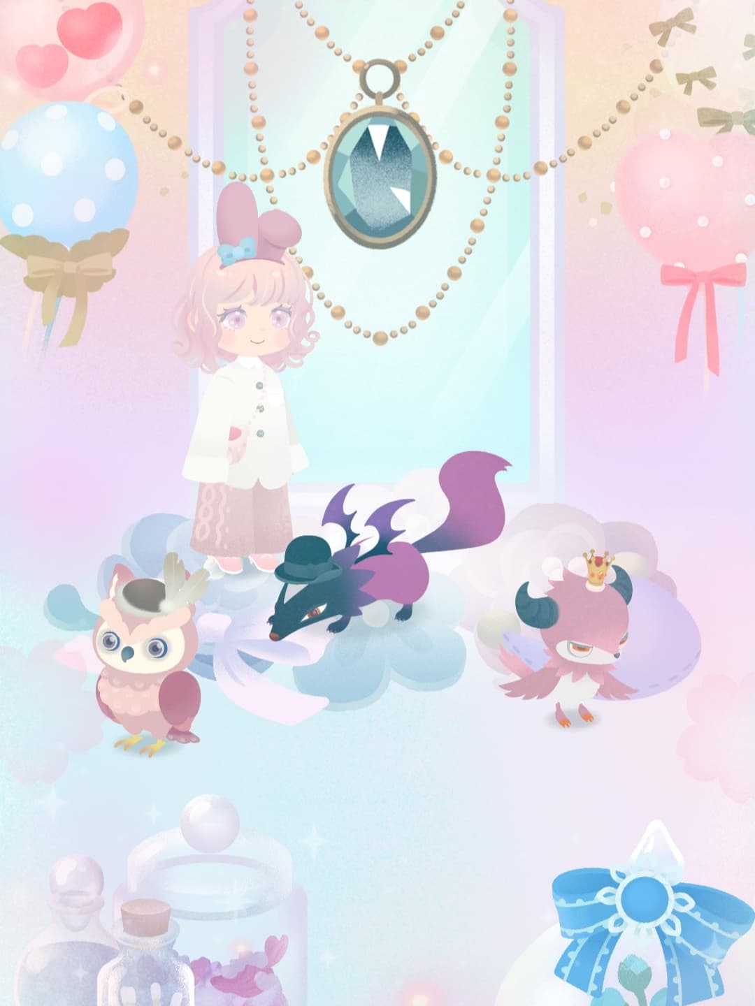 パステルカラーのフィッティングルーム