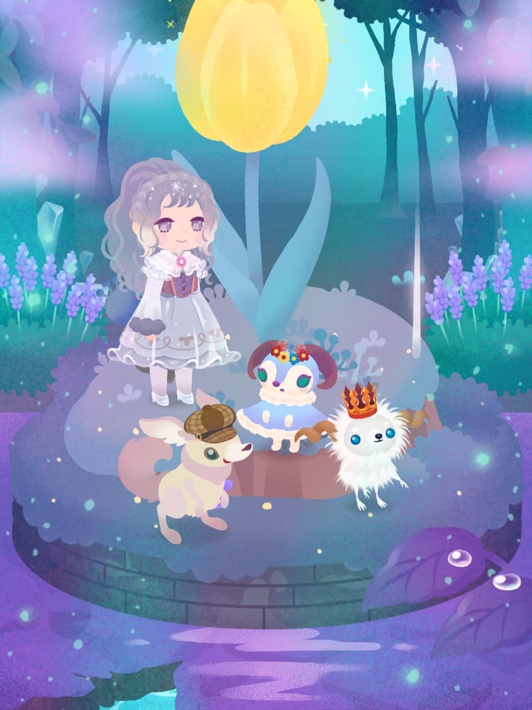 夜のチューリップ